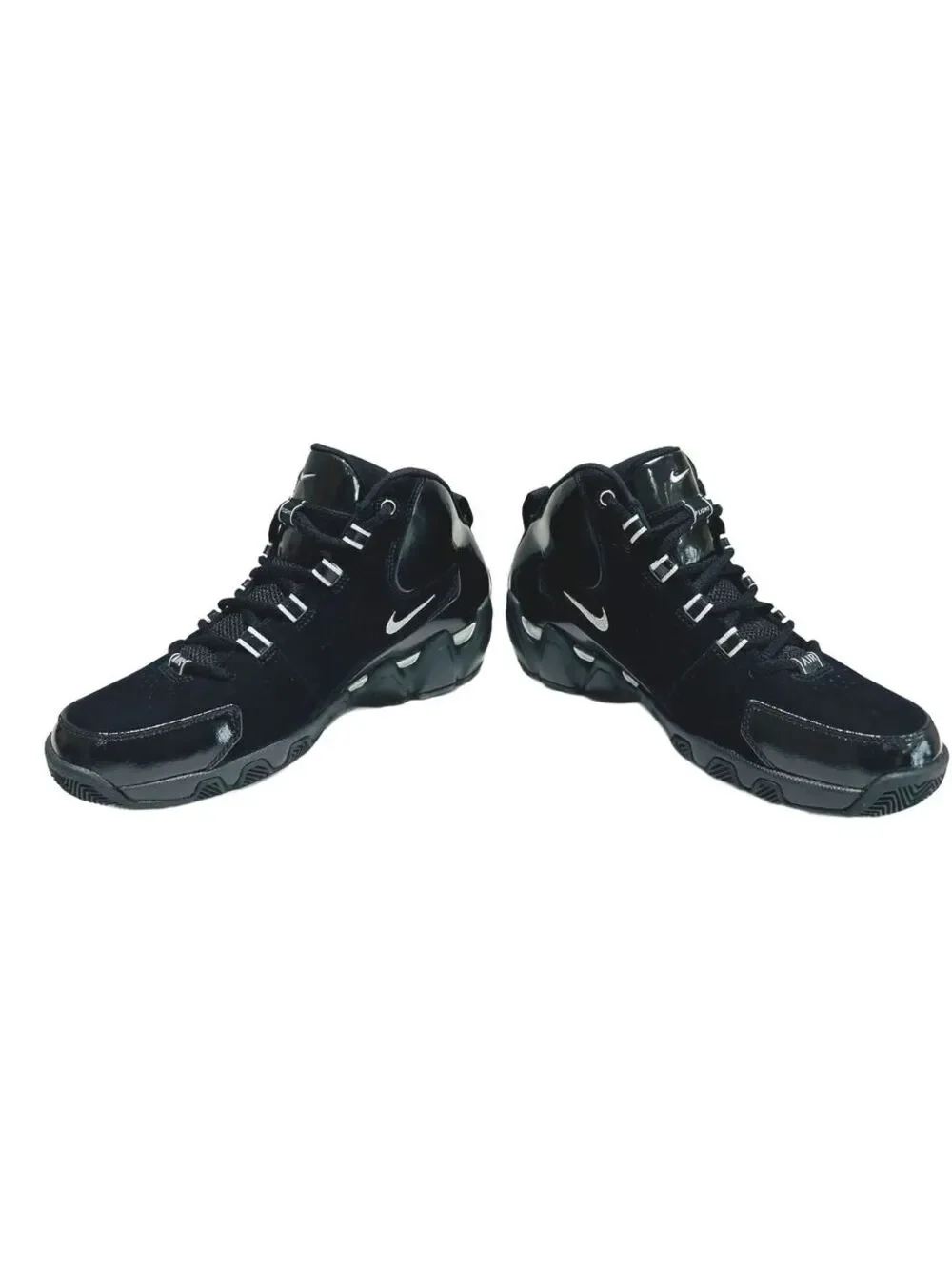 Nike Air Flight Hops Black Patent Suede Sneakers 309266-001 Men's Size 8.5